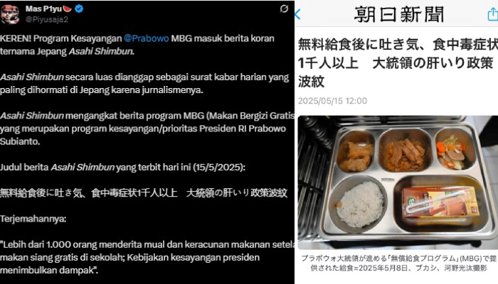 Program makan bergizi gratis (MBG) disorot media Jepang Asahi Shimbun.