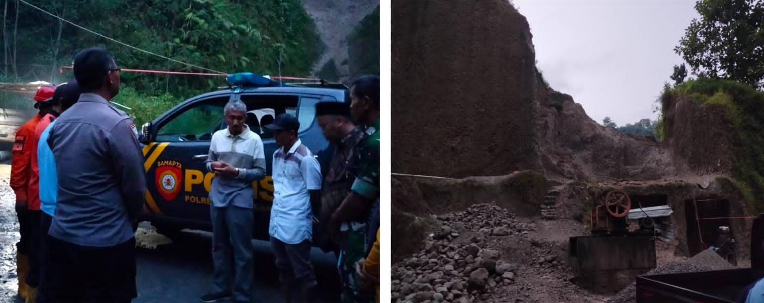 Tebing di Dusun Gunung Lading, Desa Beruk, Kecamatan Jatiyoso, Karanganyar yang longsor.