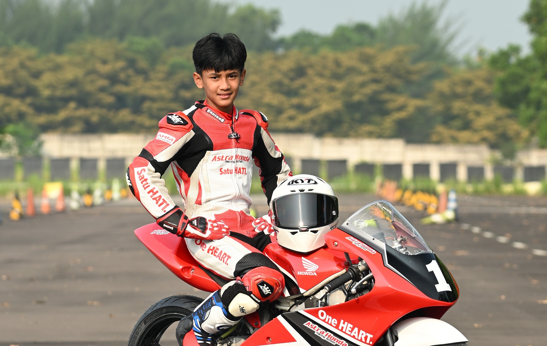 Bintang Pranata Sukma pada saat sesi latihan di Astra Honda Racing School (AHRS) angkatan 2024.