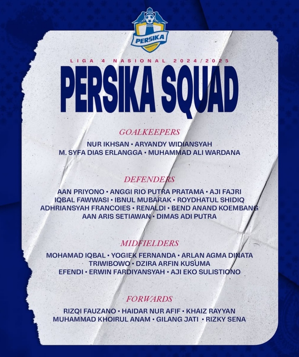 Skuad Persika Karanganyar di Liga 4 Nasional 2024/2025