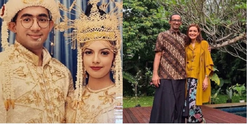 Foto kiri, pernikahan Najwa Shihab dan Sjarief Ibrahim Assegaf. Foto kanan, setelah resmi berkeluarga.