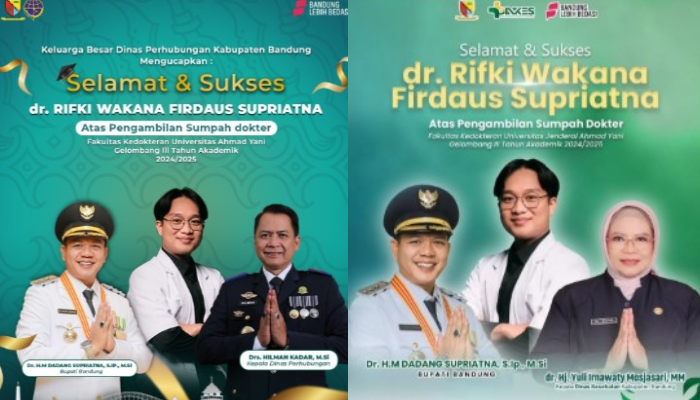 Sejumlah OPD memosting ucapan selamat kepada anak Bupati Bandung Barat Hengky Kurniawan, usai menjalanu sumpah dokter.