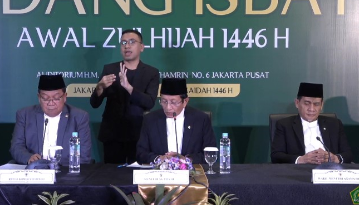 Menag Nasaruddin Umar mengumumkan penetapan Idul Adha 2025 berdasarkan hasil Sidang Isbat penetapan awal bulan Dzulhijjah 1446 H.