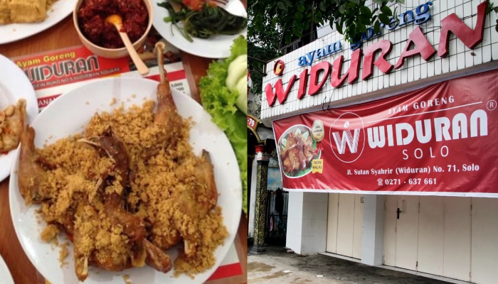 Kremesan ayam di Ayam Goreng Widuran Solo yang digoreng pakai minyak babi. Rumah makan Ayam Goreng Widuran ditutu sementara (kanan).