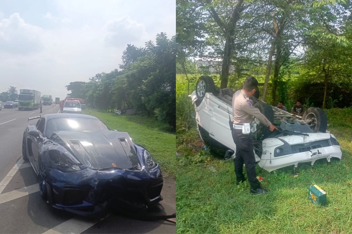 Perempuan 21 Tahun Pengemudi Mobil Porsche Tabrak Toyota Rush Isi Satu Keluarga Hingga Terbalik di Tol Sidoarjo-Porong, Ini Kronologinya!
