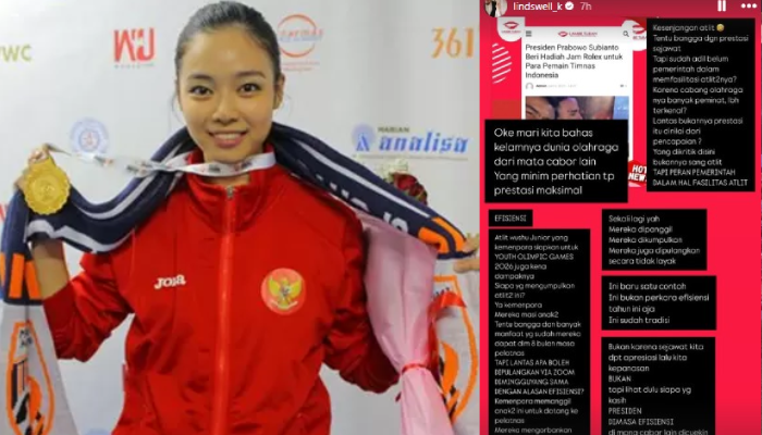 Mantan atlet wushu, Lindswell Kwok ungkap nasib pilu atlet cabor lain, di tengah pemberian hadiah jam tangan mewah pemain Timnas Indonesia.