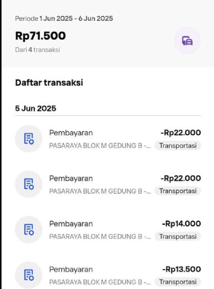 Tangkapan layar transaksi QRIS yang tidak pernah dilakukan oleh korban.