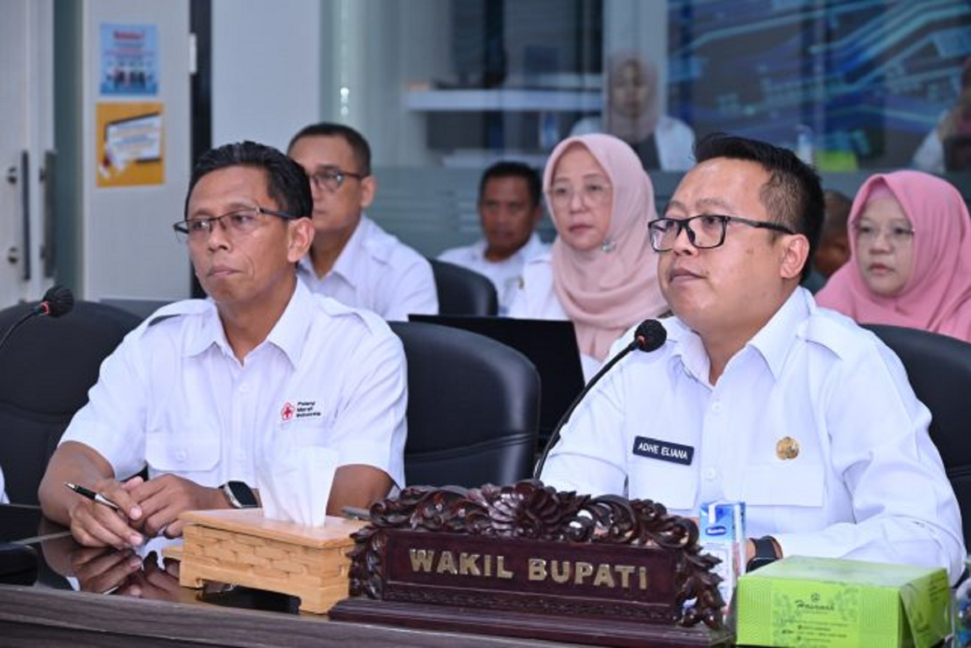 Wakil Bupati Karanganyar Adhe Eliana saat zoom meeting penilaian penanganan stunting dari Pemprov Jateng, beberapa waktu lalu. (Dokumentasi Pemkab Karanganyar)