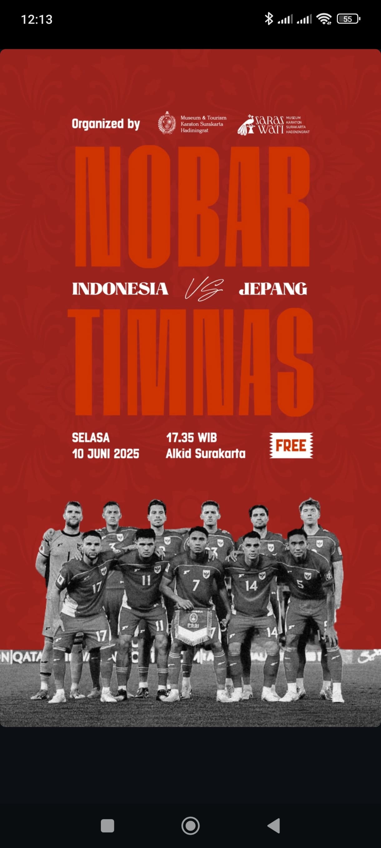 agenda nobar timnas Indonesia vs Jepang juga bisa diikuti di Alun-alun Kidul Keraton Solo