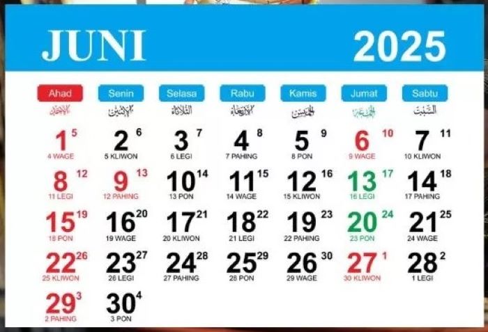 Di bulan Juni 2025 terdapat cukup banyak tanggal merah.