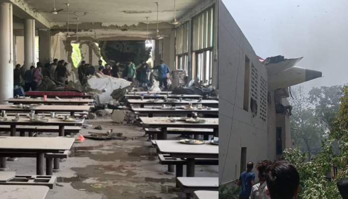 Kondisi Air India yang jatuh dan menimpa asrama mahasiswa kedokteran BJ Medical College.