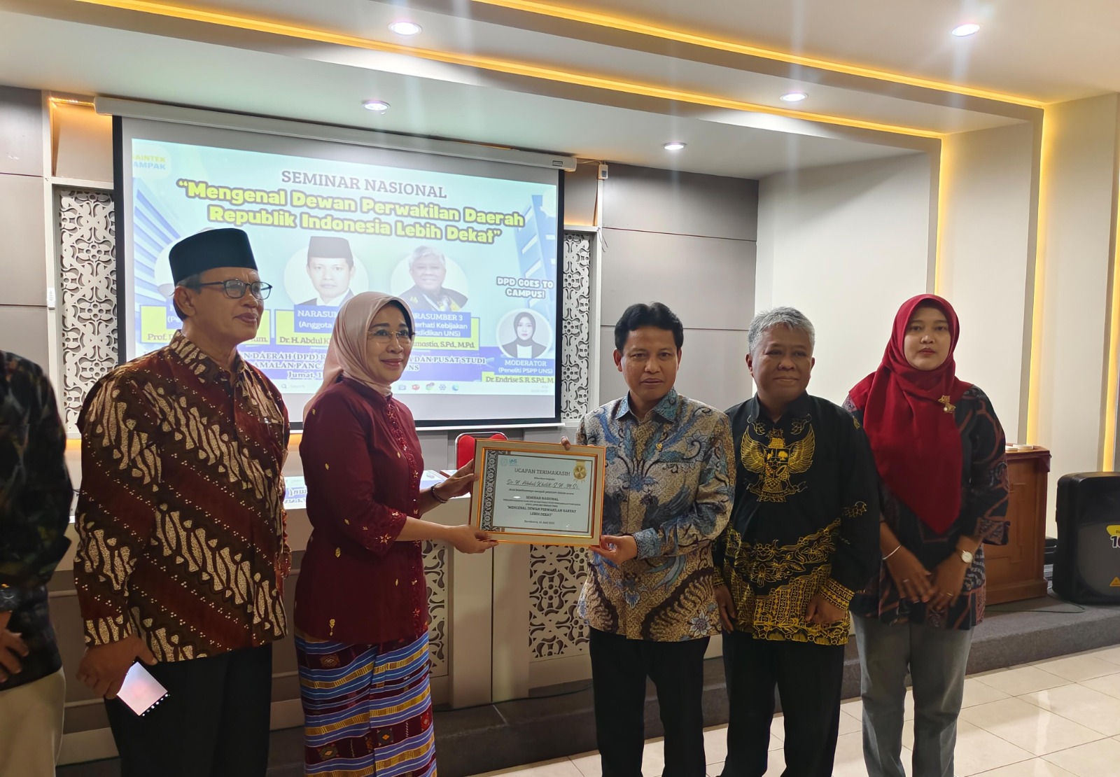 Seminar Nasional &ldquo;DPD Goes to Campus&rdquo; di Universitas Sebelas Maret (UNS) Solo, Jumat (13/6).