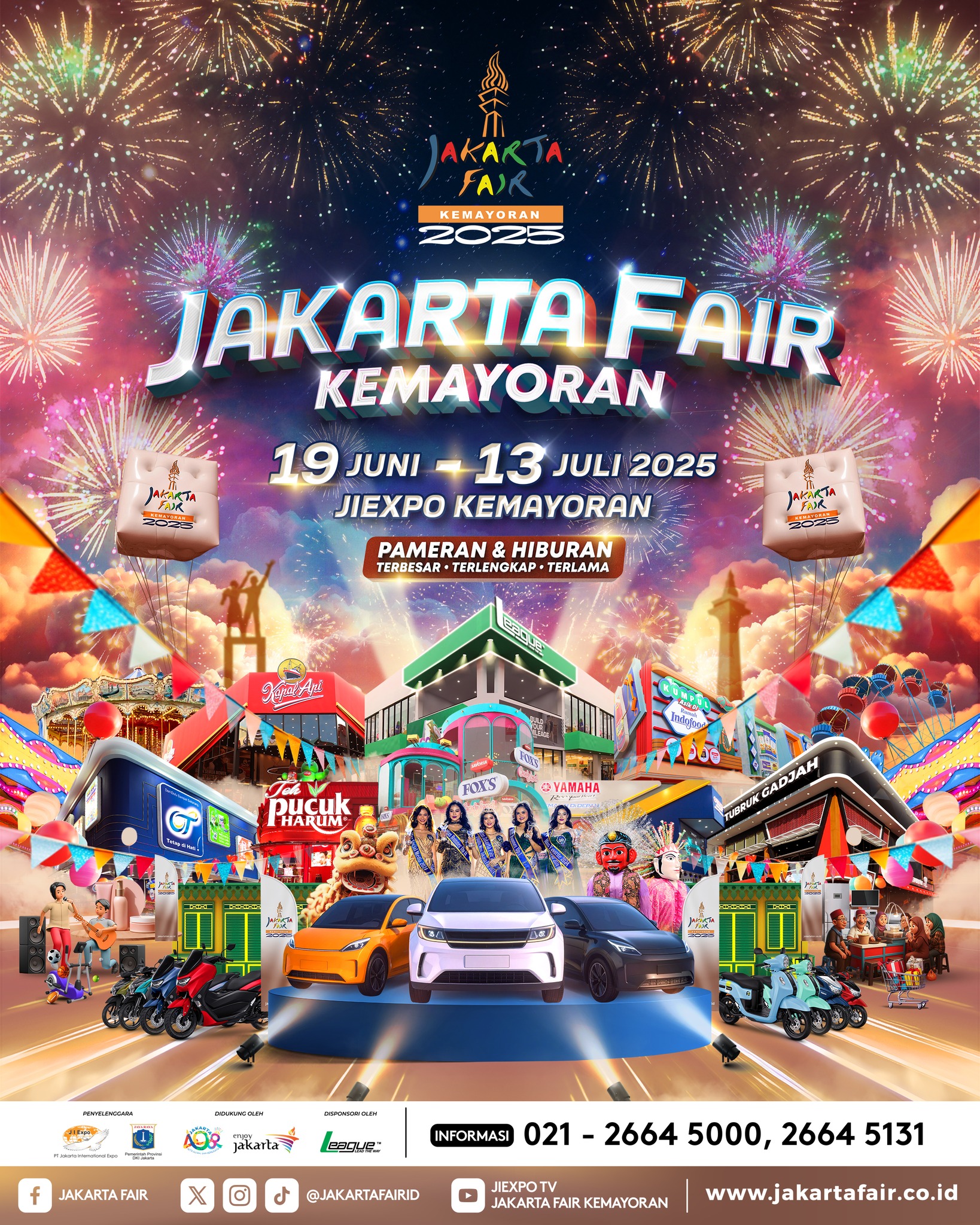 Jakarta Fair 2025 digelar 19 Juni&ndash;13 Juli di JIEXPO. Simak jadwal konser lengkap dan harga tiket masuk PRJ 2025 di sini!