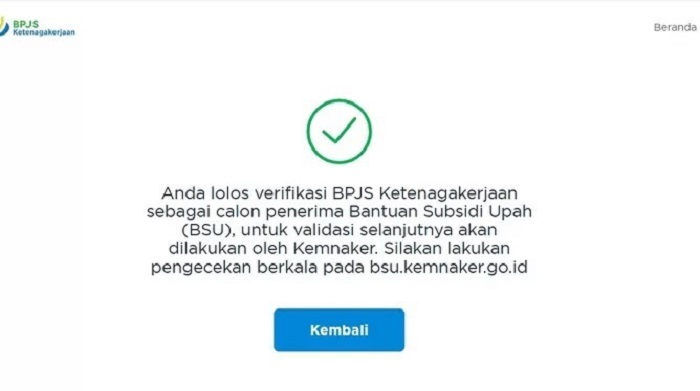 Sudah Tahu Tanda Lolos Verifikasi BSU 2025? Cek Status Validasi di Situs BPJS Ketenagakerjaan