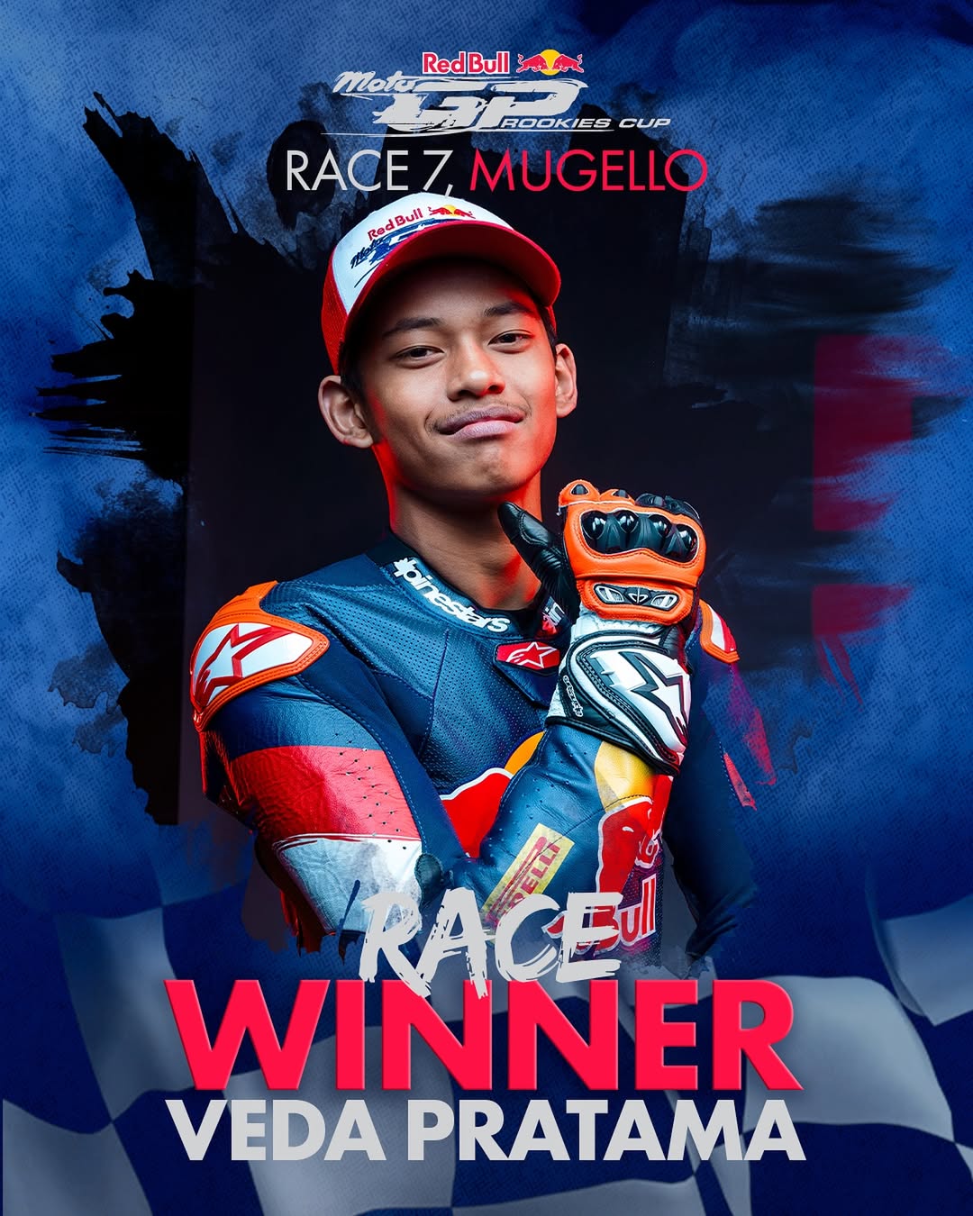 Veda Ega Pratama naik podium di Red Bull Rookies Cup 2025 di Sirkuit Mugello.