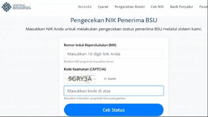 BSU 2025 sebesar Rp600 ribu cair. Cek status penerima kini cukup pakai NIK di bsu.kemnaker.go.id tanpa isi data lain.