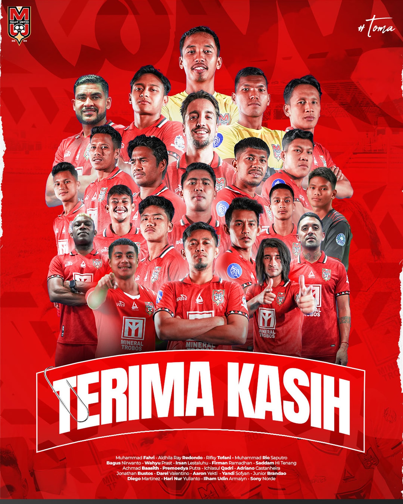 Malut United mengumumkan melepas 20 pemain kuncinya