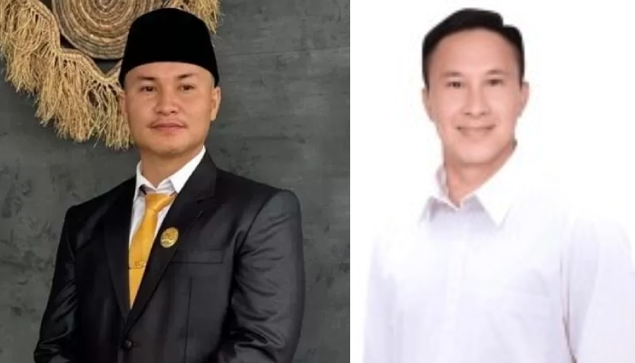 Fadhal Rahmat, anggota DPRD Kendari termuda yang viral isap vape saat rapat (kiri). Ayah Fadhal, James Adam Mokke (kanan).