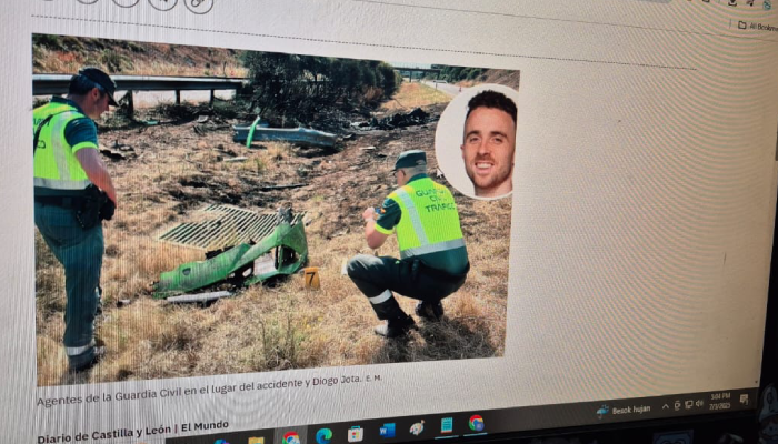 Potret kondisi mobil Diogo Jota usai kecelakaan dan terbakar.