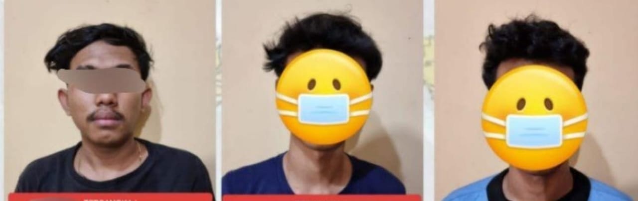 Tiga pelaku penganiayaan beserta penyiraman minyak panas ke pemuda di Sukodono, Sragen ditangkap polisi. (Dokumentasi Polres Sragen)