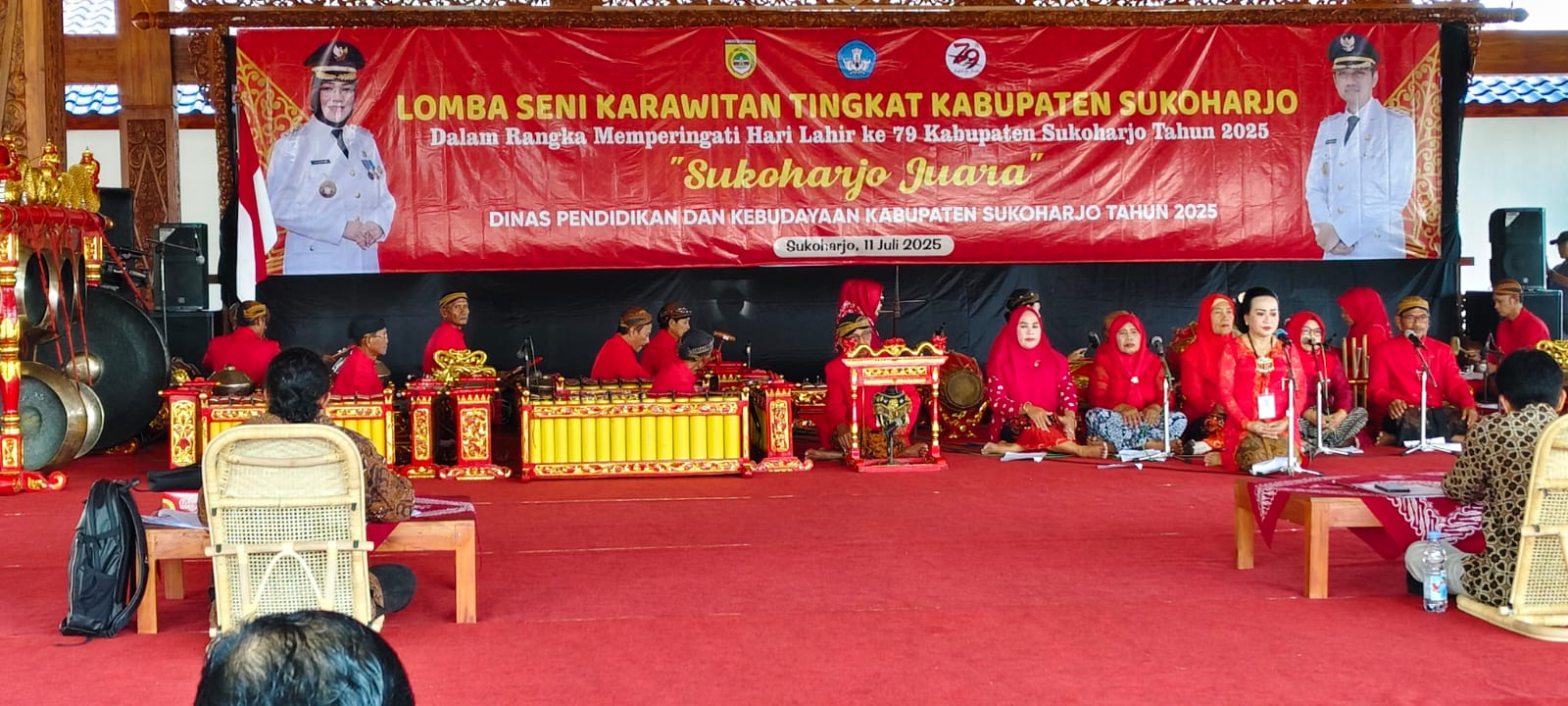Lomba Seni Karawitan Tingkat Kabupaten Sukoharjo yang resmi dibuka Bupati Sukoharjo Etik Suryani di Pendopo Taman Budaya Suryani, Jumat (11/7/).