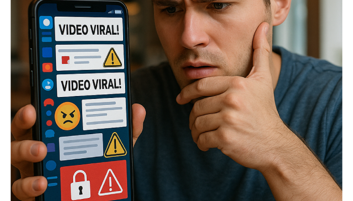 Ilustrasi link palsu video viral.