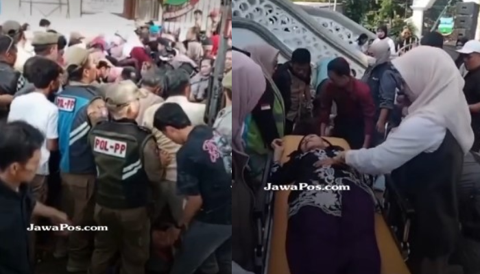 Suasan kericuhan dan korban luka saat pesta rakyat pernikahan Maula Akbar, putra Gubernur Jabar Dedi Mulyadi dengan Wabup Garut Putri Karlina.
