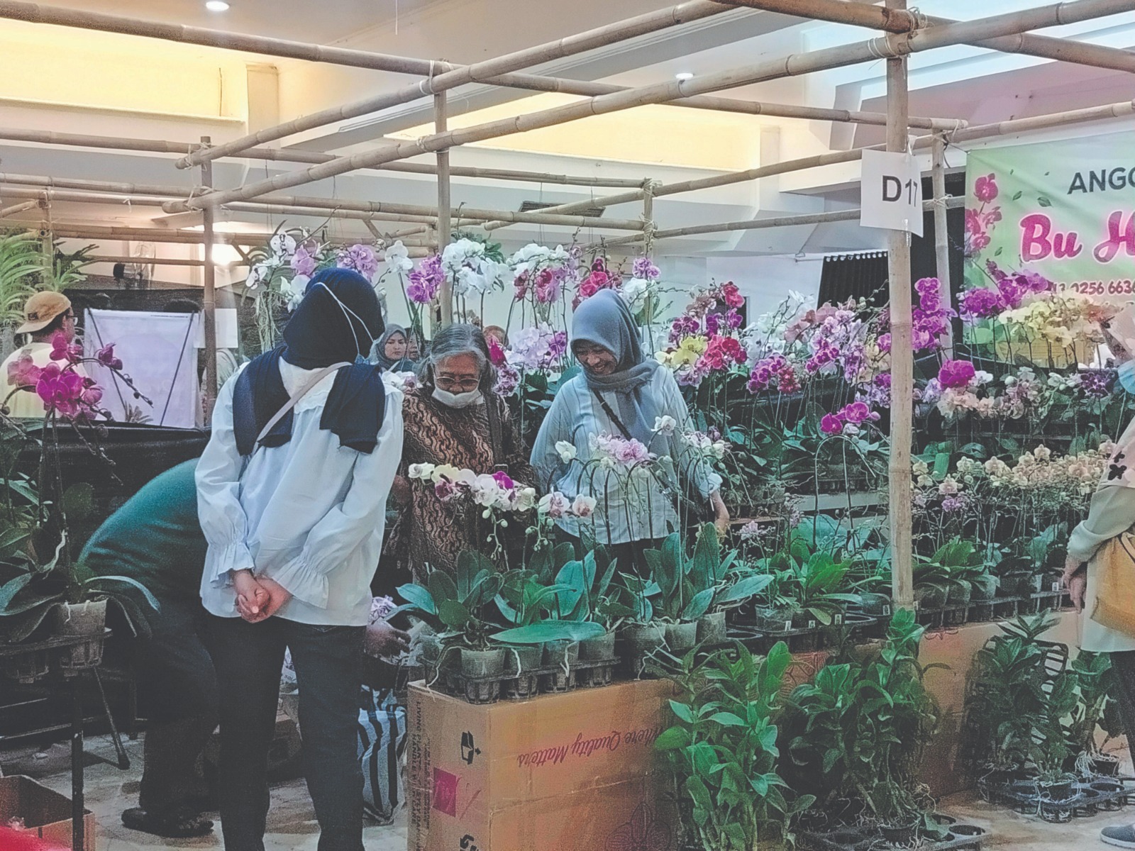 TAWAR MENAWAR: Pengunjung melihat koleksi yang dipamerkan dalam ajang Solo Anggrek Festival 2025 di Gedung Graha Wisata Niaga Solo.