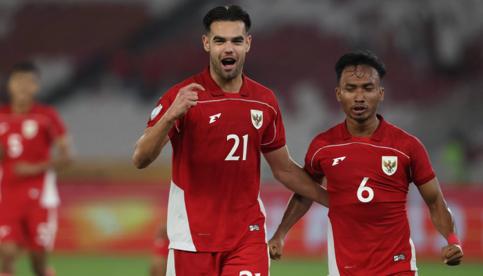 Selebrasi Jens Raven usai membobol gawang Timnas U-23 Brunei Darussalam dalam pertandingan penyisihan Grup A Piala AFF U-23 2025.