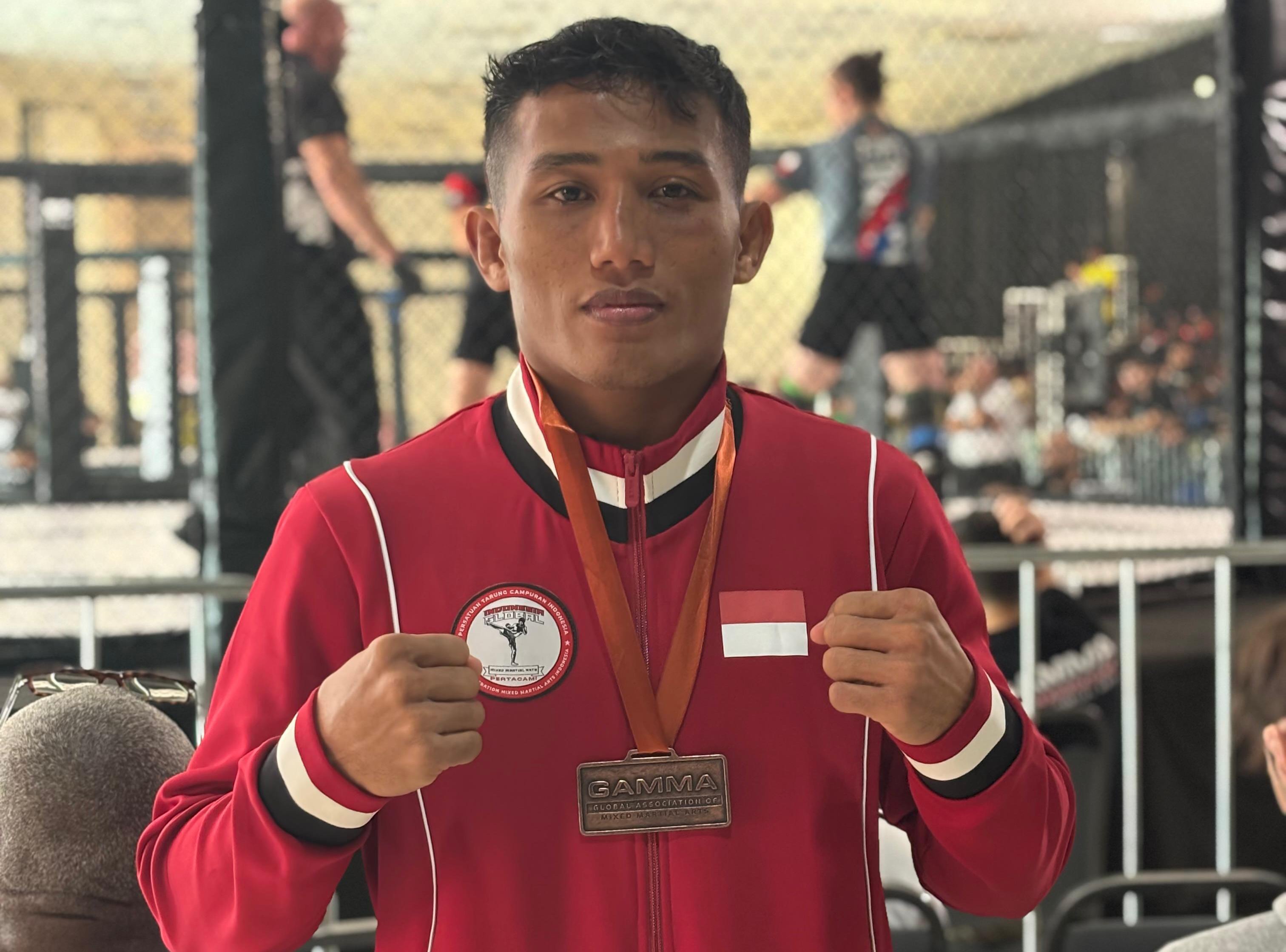 BERLATIH KERAS KERAS: Fighter Kota Bengawan, Alfiandi unjuk gigi pada ajang Gamma World MMA Championship 2025 di San Paulo, Brasil.&nbsp;