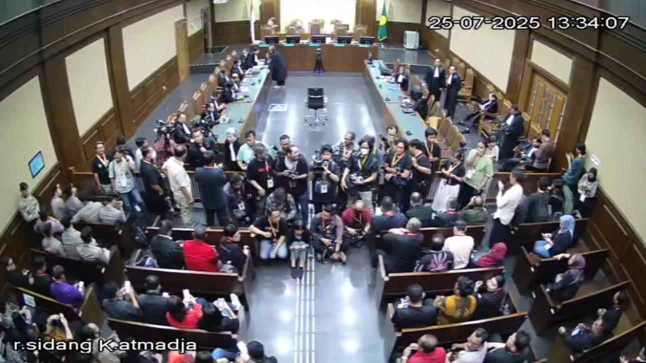 Ruang sidang K Atmadja di PN Jakarta Pusat tempat Hasto Kristiyanto mendengarkan vonis majelis hakim, Jumat (25/5/2025).