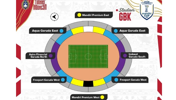 Denah tempat duduk penonton laga final Piala AFF U-23 2025 Indonesia vs Vietnam di Stadion Gelora Bung Karno.
