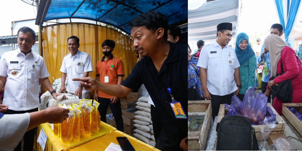 Gubernur-Wagub Jateng Ahmad Luthfi-Taj Yasin tinjau program Gerakan Pangan Murah.