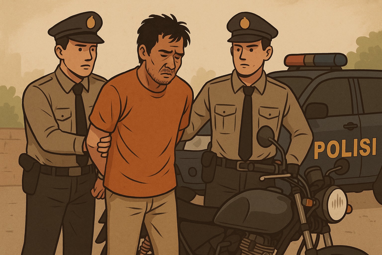 Ilustrasi  pelaku curanmor yang diamankan polisi.