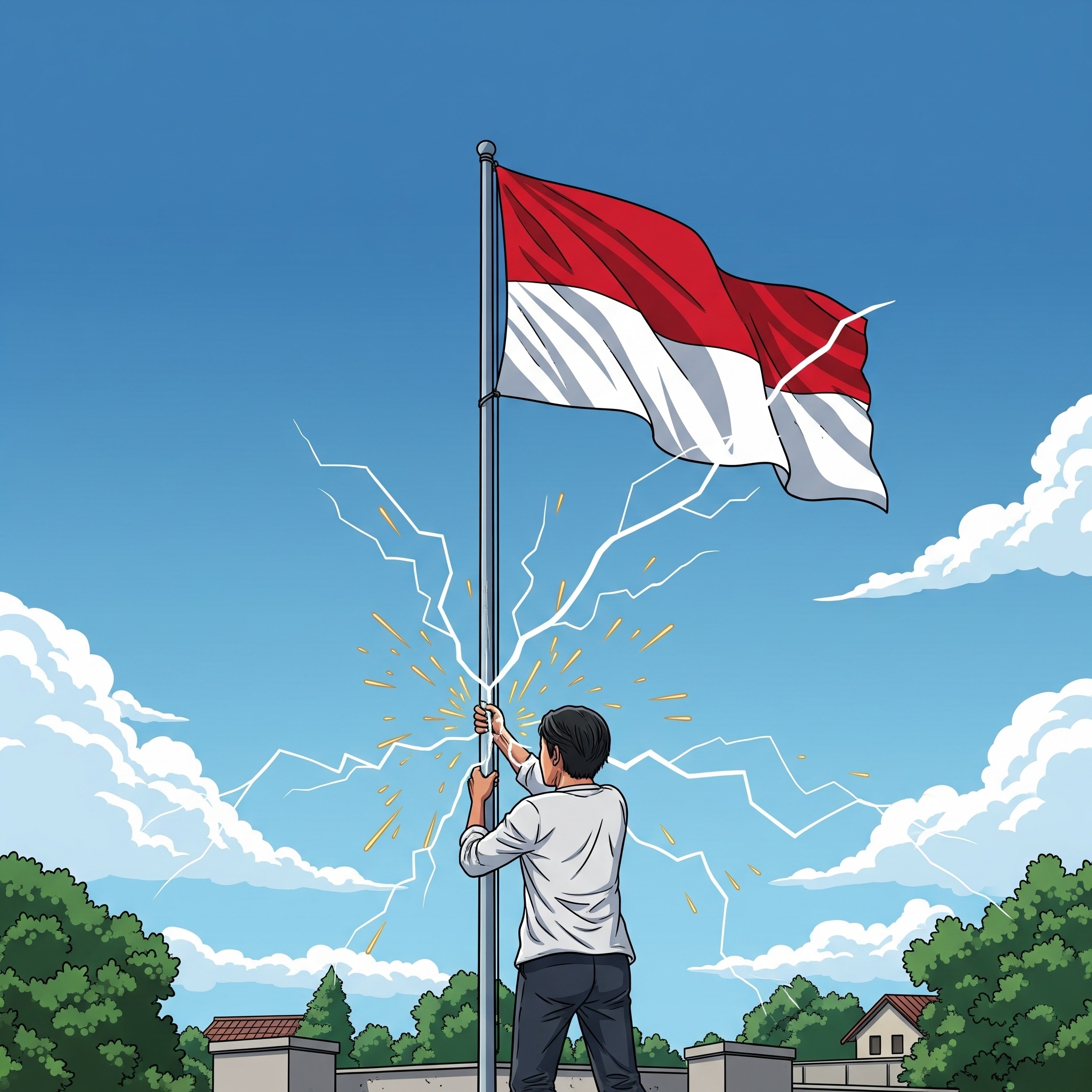 Warga Tawangmangu tewas tersengat listrik saat pasang bendera, dua lainnya luka bakar dan dirawat di RSUD Karanganyar.