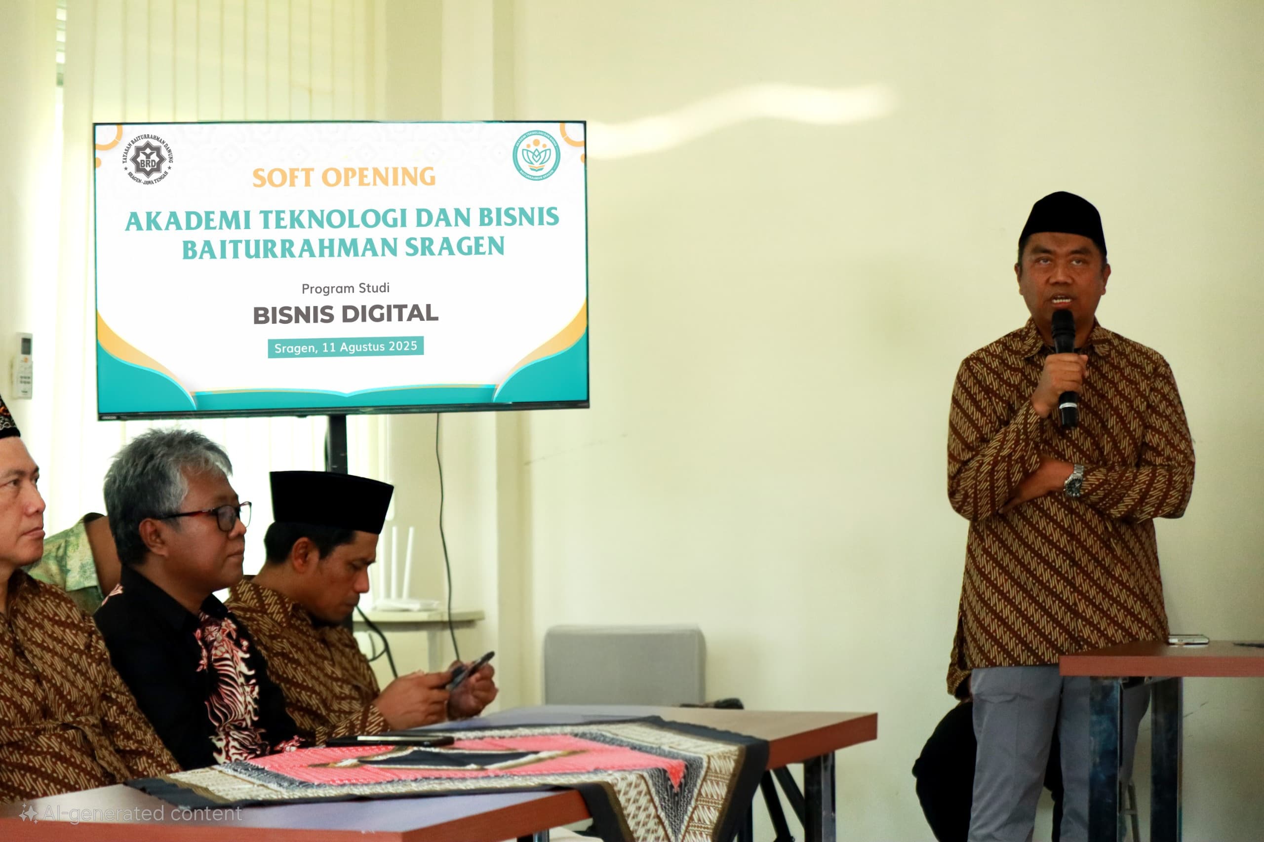 Keluarga besar Ponpes Baitul Qur&rsquo;an Sragen gelar Soft Opening Akademi Teknologi dan Bisnis Baiturrahman Sragen. Mengundang pengurus Yayasan Baiturrahman Dawung Sragen dan jajaran, Sabtu (10/8/2025).