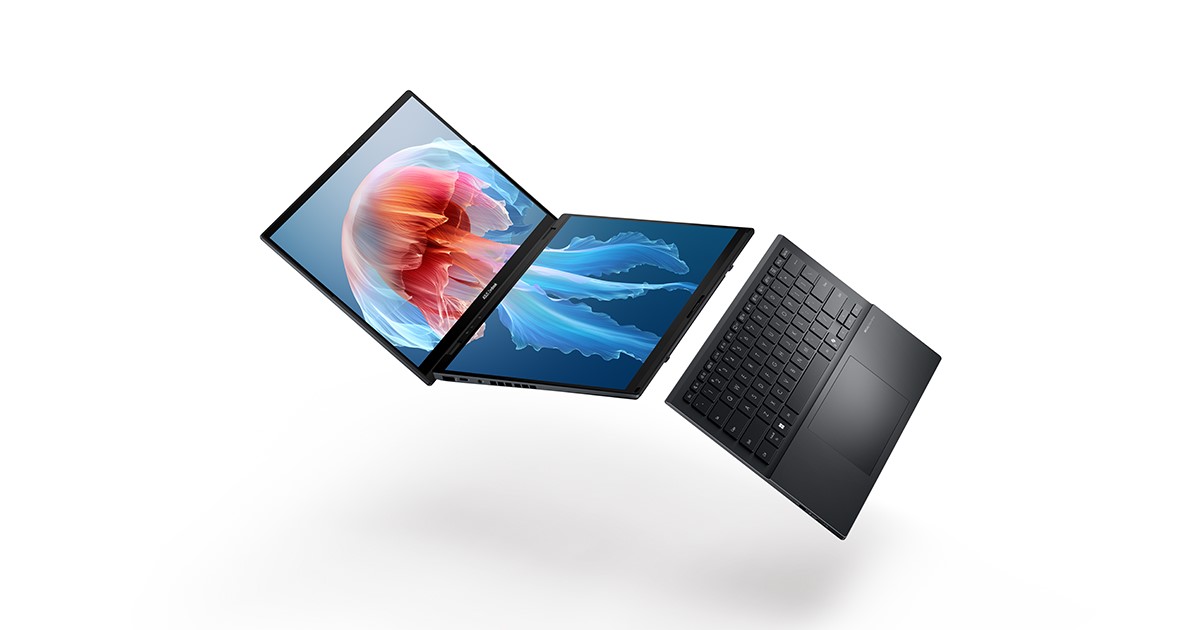 ASUS UX8406CA laptop dengan konsep dua layar OLED 14 inci.