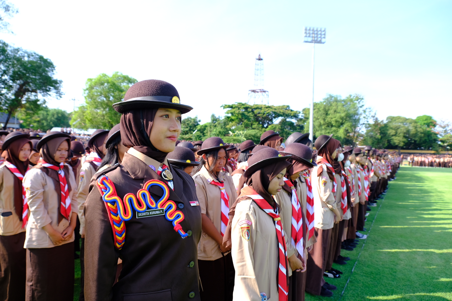 BERSIAP: Upacara Hari Pramuka ke-64 yang dihelat di Stadion Sriwedari,&nbsp;Kamis (14/8) pagi.