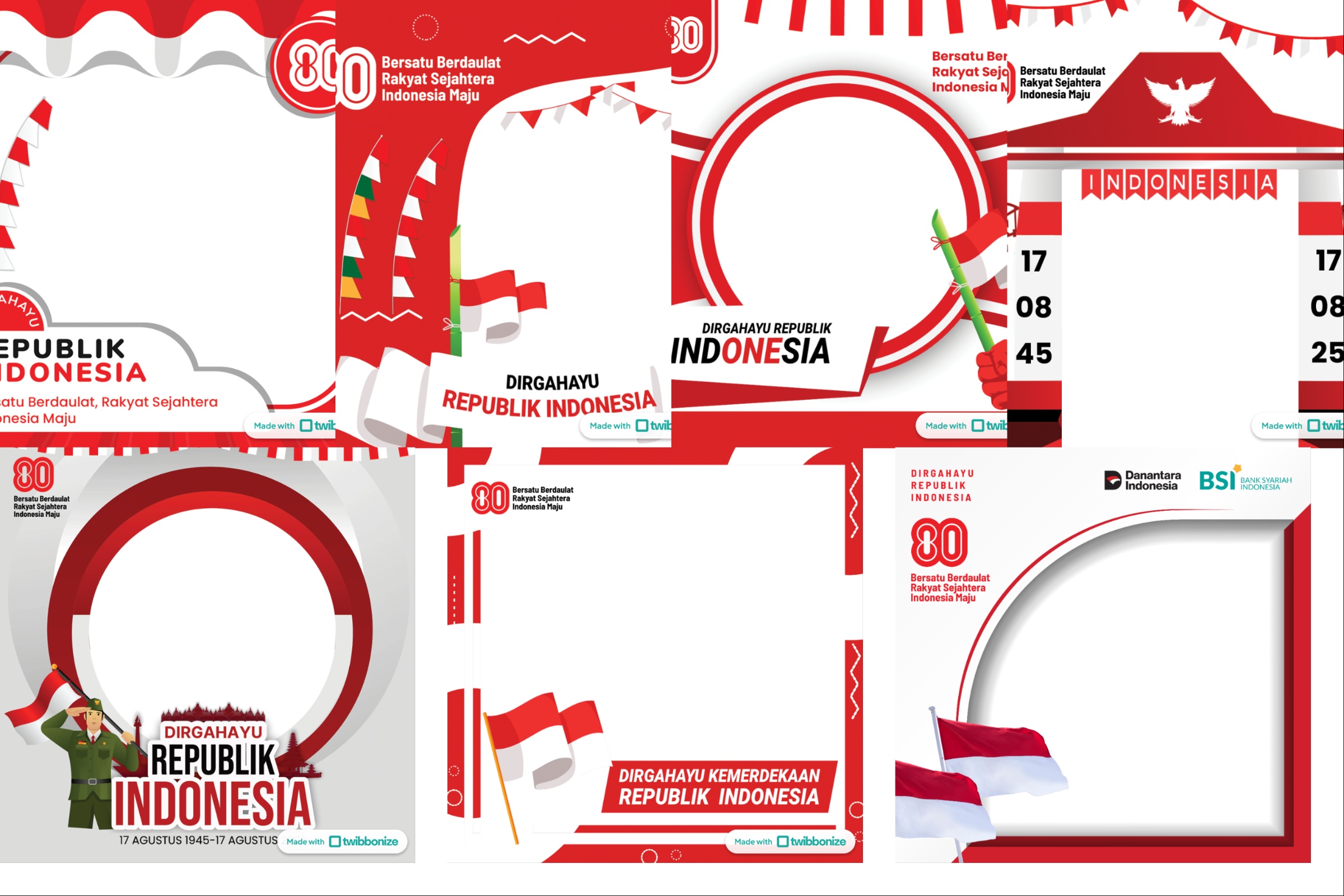 20 link Twibbon HUT RI ke-80 lengkap dengan cara pasang tinggal tempel foto untuk rayakan hari kemerdekaan 17 Agustus 2025.