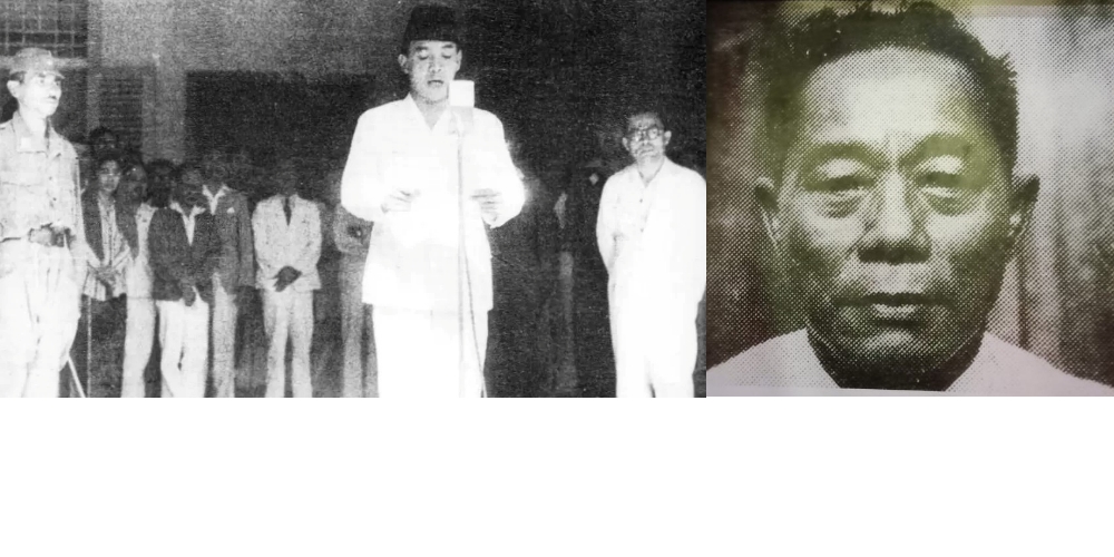 Presiden pertama RI Ir Soekarni membacakan teks Proklamasi Kemerdekaan RI. Foto kanan, Frans Mendur, sang fotografer yang fenomenal.