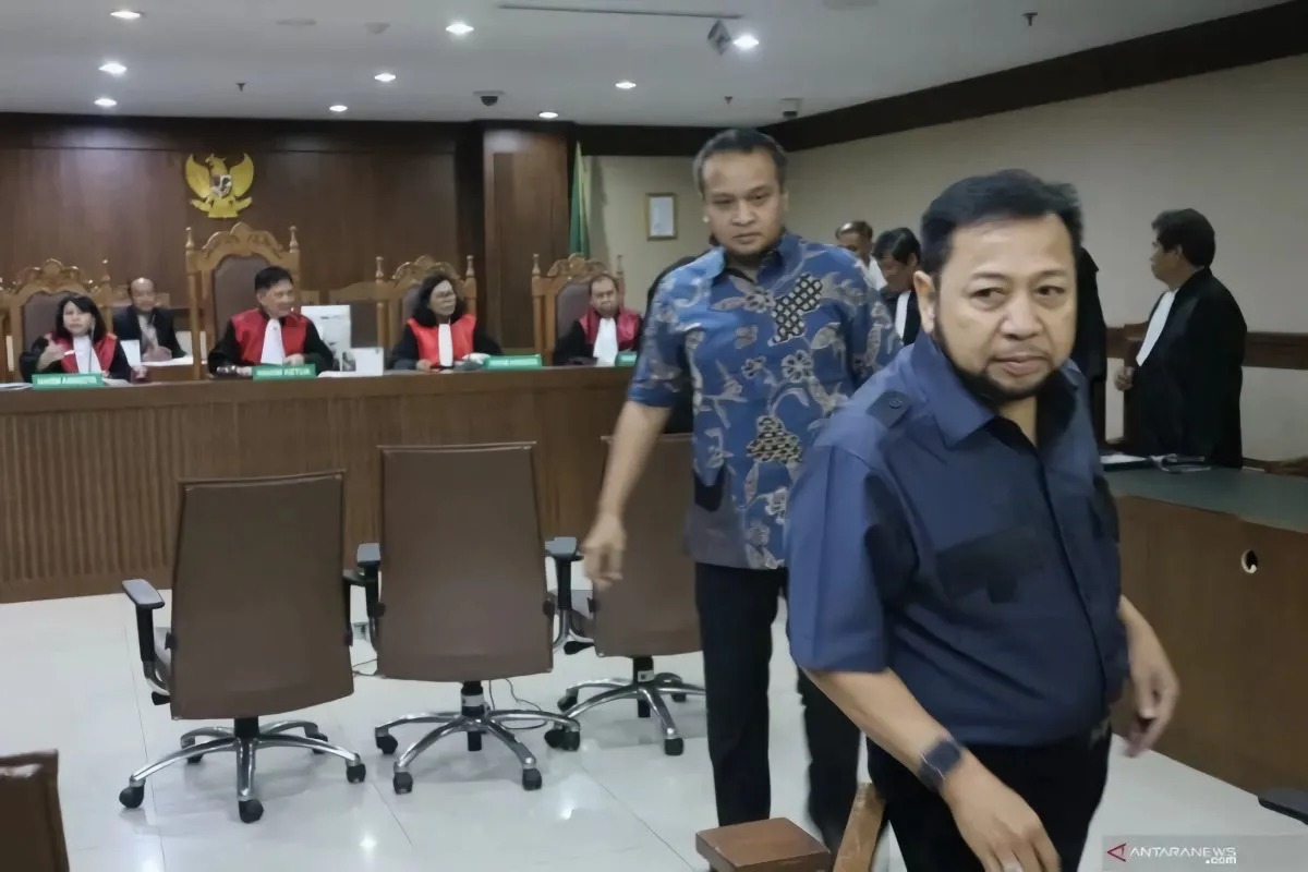 Mantan Ketua DPR Setya Novanto di pengadilan Tindak Pidana Korupsi (Tipikor) Jakarta.