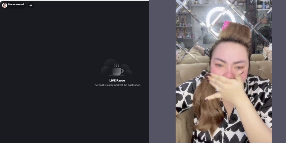 Lisa Mariana menangis saat live TikTok. Tak lama kemudian, live TikTok-nya dijeda.