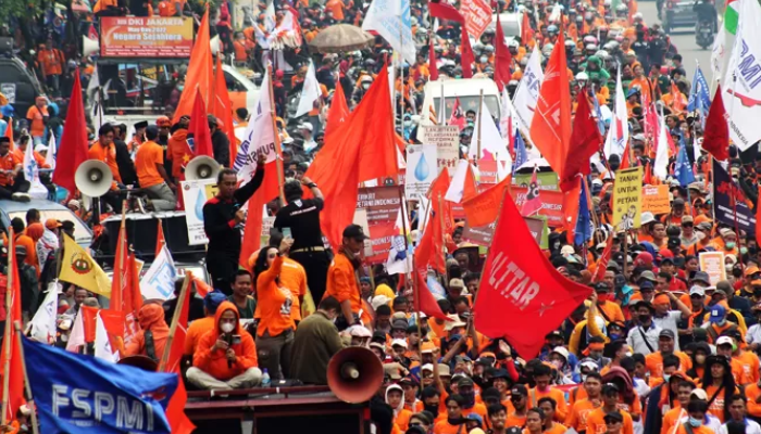 Ilustrasi demo buruh.