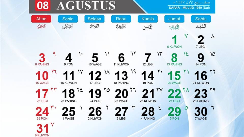 Kalender Jawa Rabu Legi Hari Ini 27 Agustus 2025: Simak weton, watak, pantangan, dan arah keberuntungan versi Primbon Jawa.