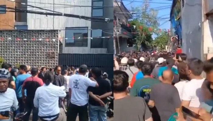 Tangkapan layar rumah anggota Komisi III DPR RI Ahmad Sahroni di Tanjung Priok digeruduk massa.