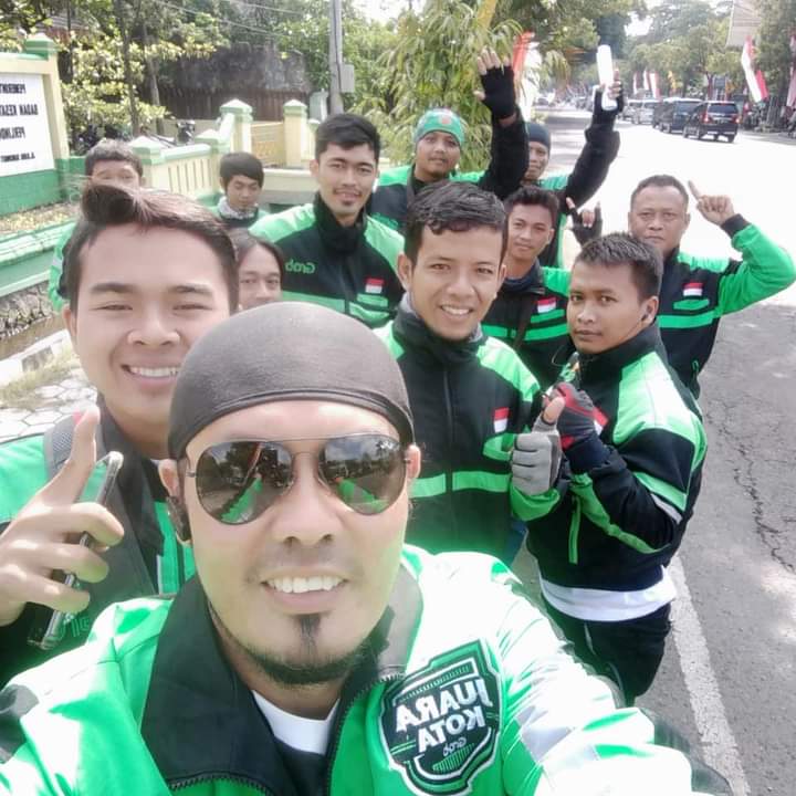Komunitas Gabungan Bikers Sukowati (GBS) yang menaungi para pengemudi ojek online (ojol) di Sragen. (Dokumentasi Pribadi)