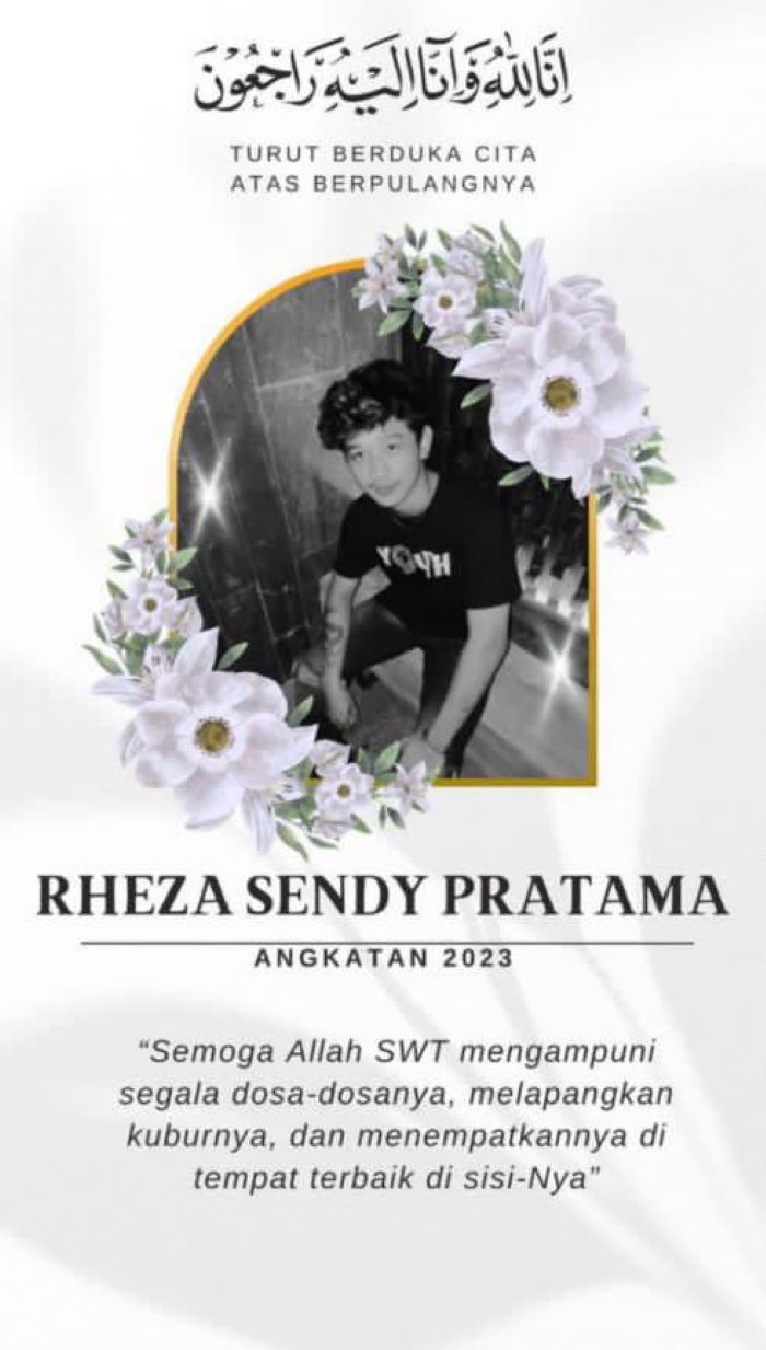 Mahasiswa Prodi Ilmu Komunikasi Universitas Amikom Yogyakarta Rheza Sendy Pratama meninggal dunia usai mengikuti demonstrasi di Polda DIY.