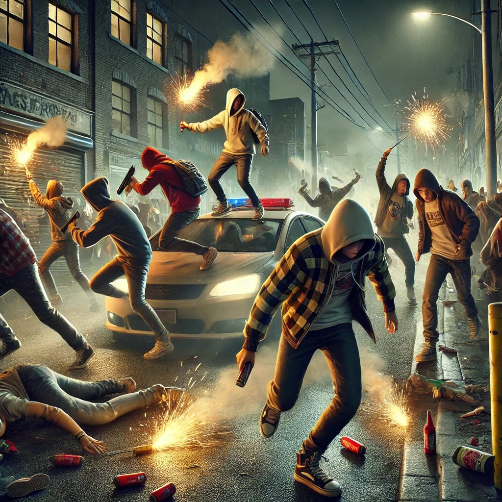Ilustrasi ricuh massa.