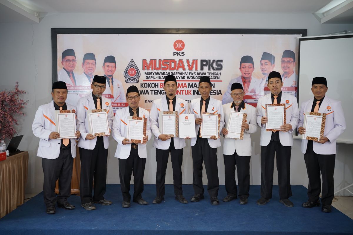 Pelantikan pengurus dan Musda VI PKS se-Dapil 4 Jawa Tengah (Wonogiri, Sragen, dan Karanganyar) di Karanganyar, Sabtu (6/9/2025).