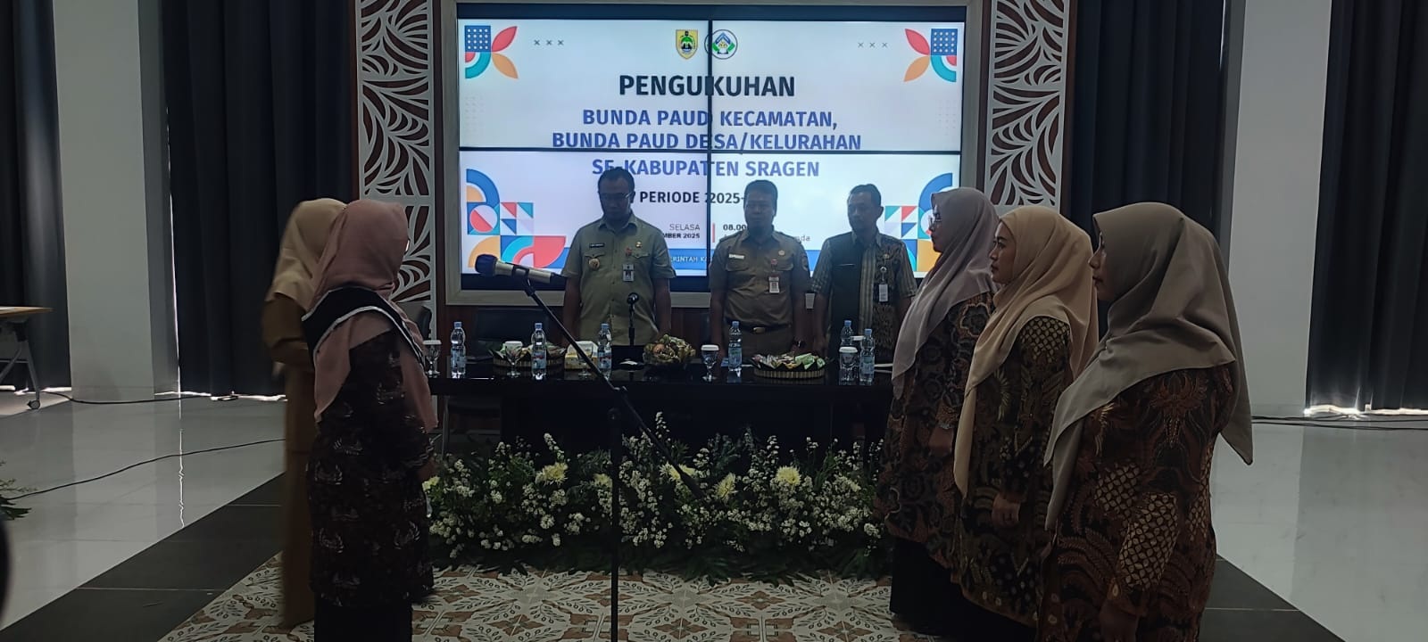 Pelantikan Bunda PAUD se Kabupaten Sragen masa bakti 2025-2029 di kantor pemda terpadu, Selasa (9/9/2025). (Ahmad Khairudin/Radar Solo)